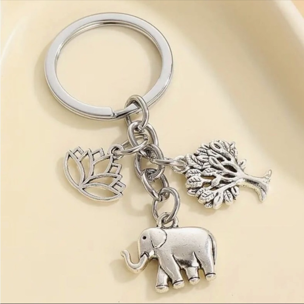 Tree of Life Multi-Charm Elephant Keychain Keyring